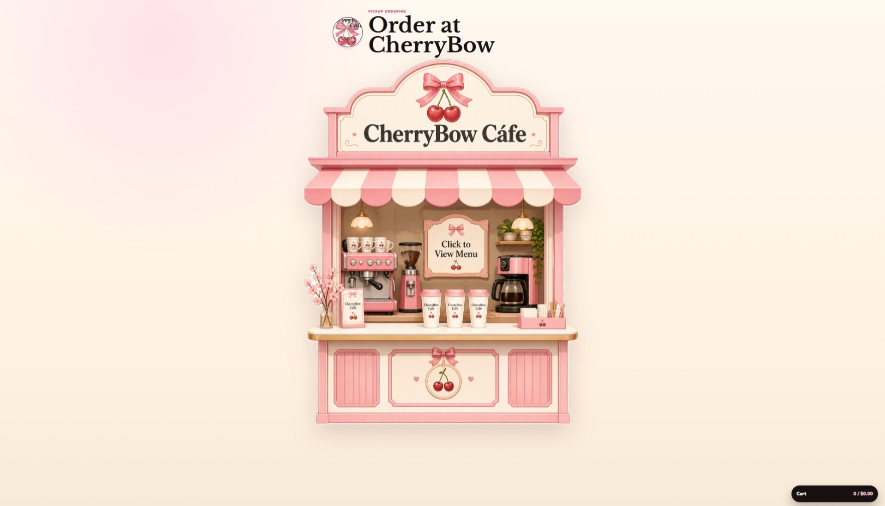 CherryBow Cafe ordering app preview